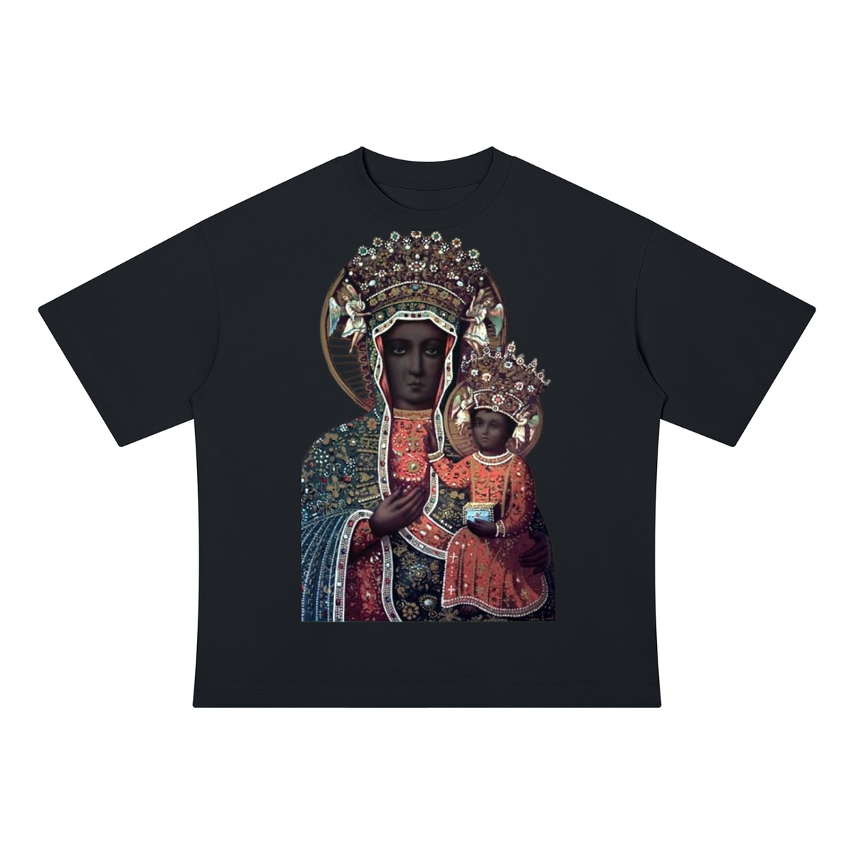 Black Madonna-Unisex Drop Shoulder Cotton T-Shirt
