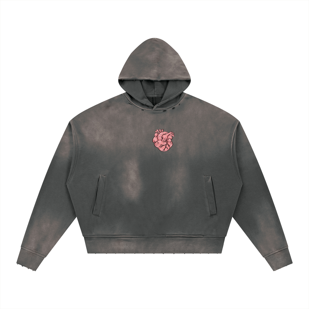 Unisex Sunfade Distressed Boxy Hoodie