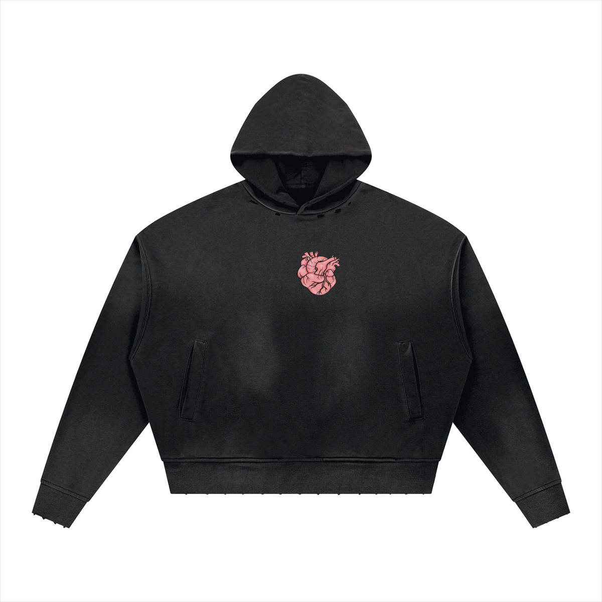 Unisex Sunfade Distressed Boxy Hoodie