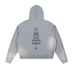 LBO2-Sun Fade Frayed Raw Edge Fleece Zip Hoodie