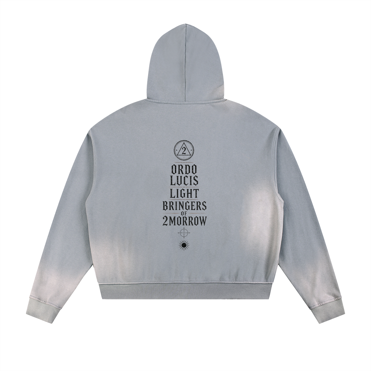 LBO2-Sun Fade Frayed Raw Edge Fleece Zip Hoodie
