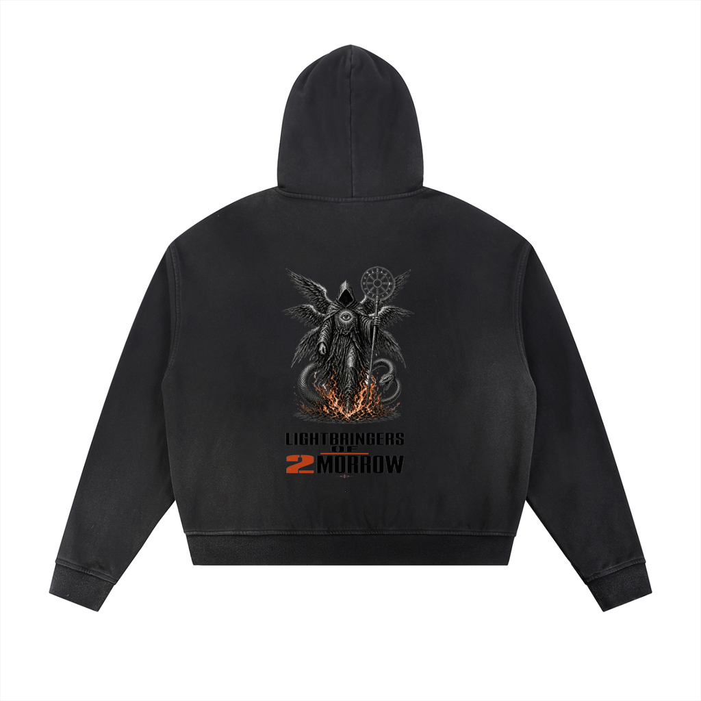 Fall wear-Sun Fade Frayed Raw Edge Fleece Zip Hoodie