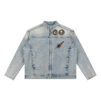 Vintage Wash Zip Denim Jacket