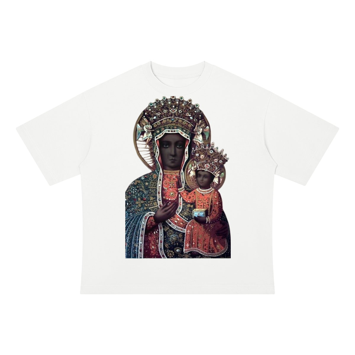 Black Madonna-Unisex Drop Shoulder Cotton T-Shirt