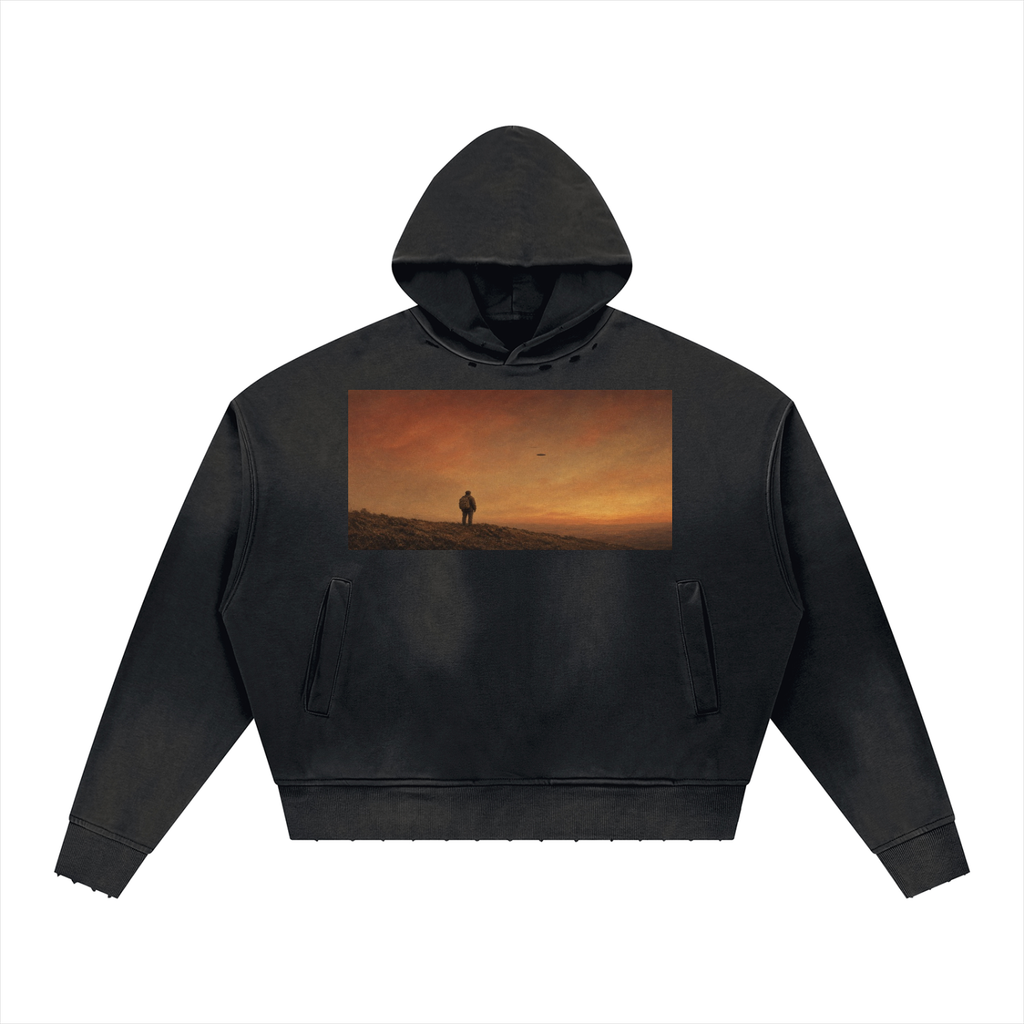 Why not -Unisex Sunfade Distressed Boxy Hoodie