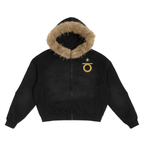 Ides of March mixed with surrealist pain Sun Fade Boxy Detachable Fur Hoodie