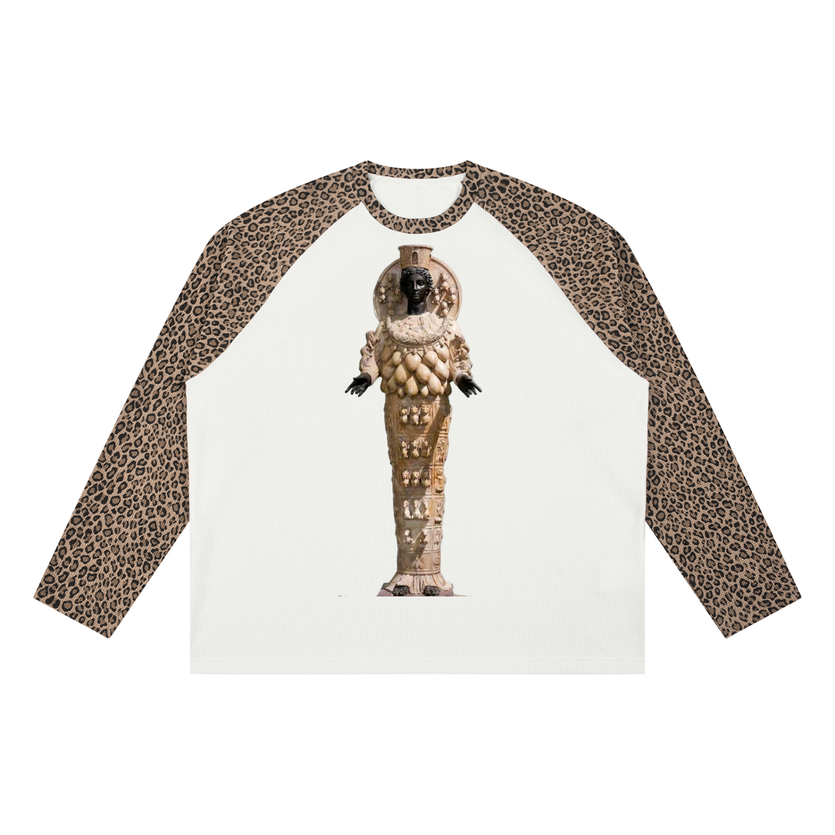Fertility Goddess-Unisex Leopard Panel Waffle T-Shirt